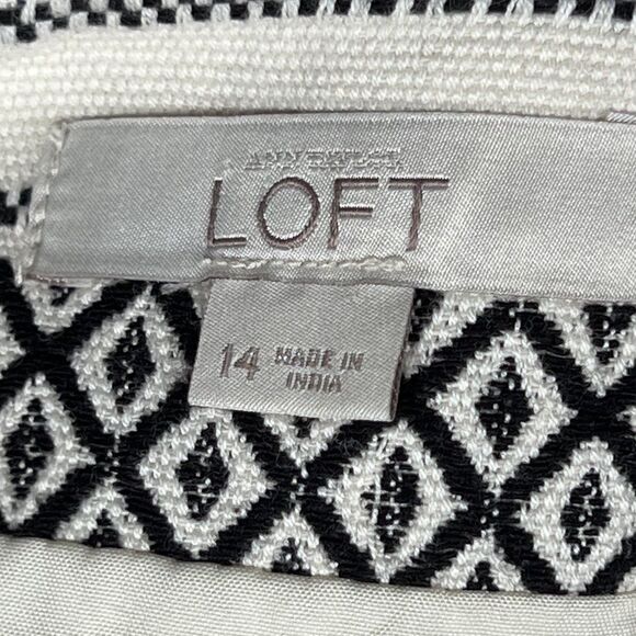 Ann Taylor Loft Sz 14 Pencil Skirt Knee Length High Rise Geometric Striped - Picture 5 of 10